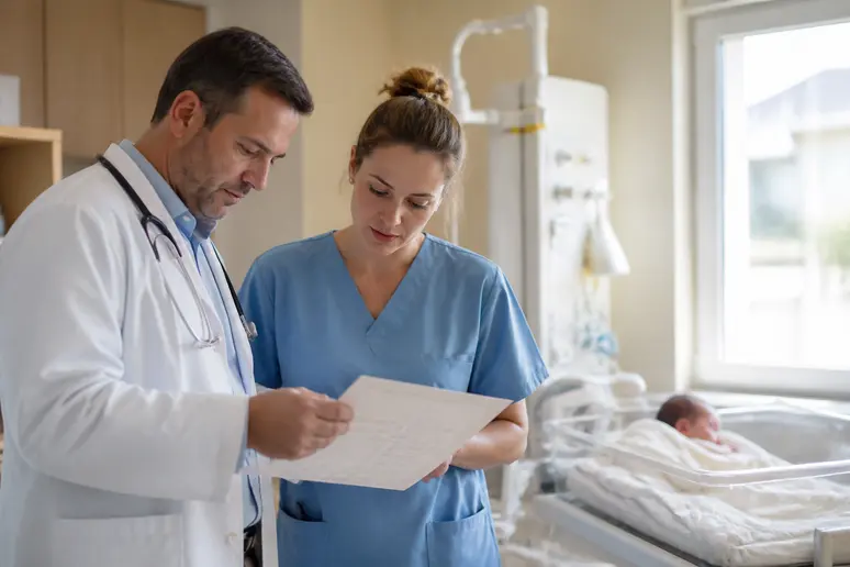 Professionnels de santé discutant de l'interprétation du score de Silverman pour la prise en charge.